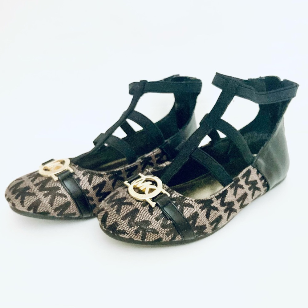 MICHAEL KORS Ballet Flats Size 11 Toddler Girls Black/Tan